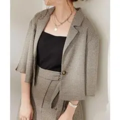 Chico チェック柄 テーラードジャケットスカートセット