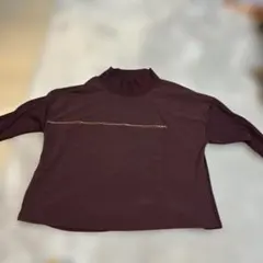 異素材ミックス、長袖カットソー、ゆったりシルエット、クリスタル