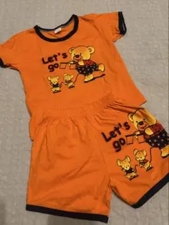 オレンジ クマ柄 半袖　セットアップ