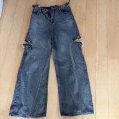 ダメージデニムパンツ ブラック Lサイズ