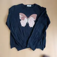 H&M バタフライモチーフ 長袖カットソー 134/140