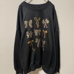 美品‼︎ 【3L】 ビッグサイズヒョウ柄リボンクルーネックゆるダボスウェット