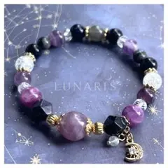 天然石ブレスレット｜マッシブバンデッドフローライト｜一点物｜【夜空に溶ける静寂】