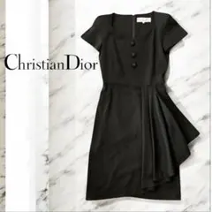 美品✨クリスチャンディオール ワンピース 黒 9 M フォーマル 上品ウール高級
