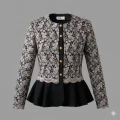 【美品】mf 丸藤 花柄レース外套 裙擺式設計 均碼 黑色