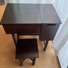 ダークブラウン ドレッサー 折りたたみミラー付き