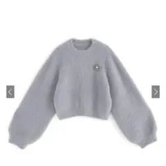 パールブローチ付きフェザーニットトップス［pm355］