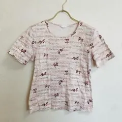 《INGEBORG》 リボン柄が可愛い Tシャツ 【M】