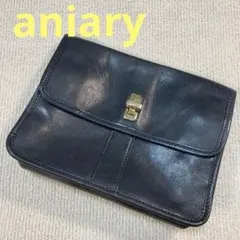 【専用】aniary クラッチバッグ セカンドバッグ 金具ロックレザーネイビー系