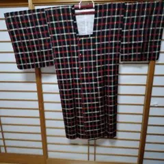 黒赤チェック 道行きコート