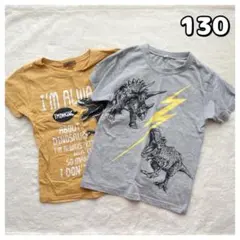 男の子 恐竜プリント 半袖 Tシャツ 2枚セット 130cm