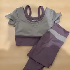ランニング　ヨガウェア　Mサイズ グレー パープル