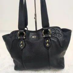 【美品】ANNA SUI アナスイ シボ革 オールレザー トートバッグ 黒 蝶のサムネイル
