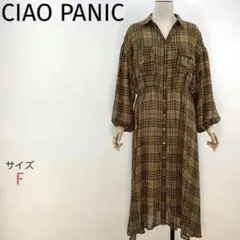 CIAO PANIC チャオパニック☆総シフォンシャツワンピース☆チェック☆F