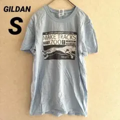 GILDAN Tシャツ S ライトブルー 半袖 男女兼用 チーター プリント