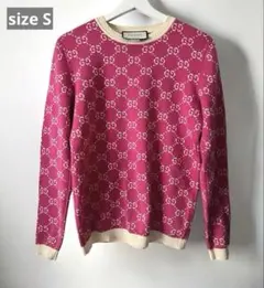 GUCCI ピンク GGロゴ 長袖ニット S