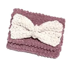 【現品限り】リボン 編み物 ポーチ ピンク