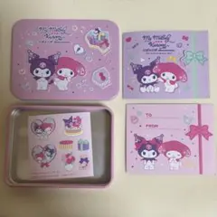 マイメロ 쿠로미 ミニ缶ケース シール付き
