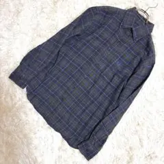 McGREGOR 綿100％ 起毛チェックシャツ ネイビー×グリーン M