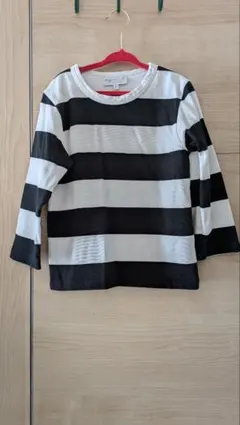 agnès b. 長袖カットソー 6歳 黒白ストライプ
