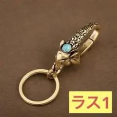真鍮　ビンテージ　象キーホルダー キーリング カラビナ　フック　レトロ　新品