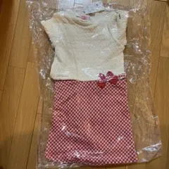 ミキハウスフリル袖リボン付きワンピース