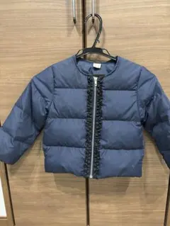 Petit main ネイビー フリル　ノーカラーダウン　　110