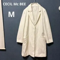 美品 セシルマクビー M ホワイト ウールライク チェスターコート ロングコート