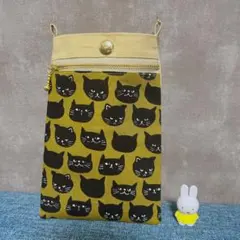 大人かわいい＊2way 猫柄 スマホショルダー ポシェット インバッグ　ねこ　猫