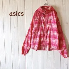 ＊asics アシックス＊ ランニングパーカー フルジップ 薄地 S アカ系