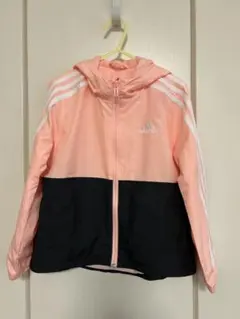 adidas フード付きジャケット ピンク/黒　130cm