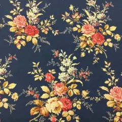 宮崎順子 Remember Quilts ビエラ生地1ｍ ローズ　 ネイビー
