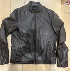 ユナイテッドアローズ　メンズ本革リアルラムレザーライダース　ブラウン