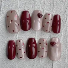 ポイントぷっくりハート ホロ マグネット ネイルチップ バレンタイン