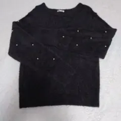 ♡かわいい♡パール装飾付きブラック長袖ニット