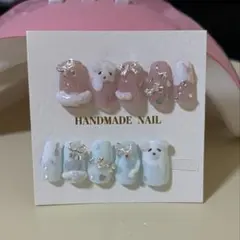 ハンドメイド ネイルチップ クマデザイン