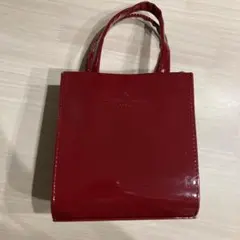 エナメル 赤スクエアハンドバッグ