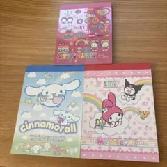 sanrio ハローキティ&シナモロール&マイメロディメモ帳3冊セット