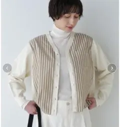 human woman◆ 布帛コンビニットカーディガン コットンのサムネイル