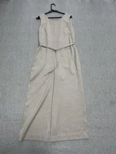 PLST オールインワン ワイドパンツ ベルト 無地 M グレージュのサムネイル
