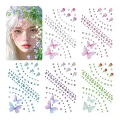フェイスシール キラキラ ラインストーン デコストーン メイク DIY5枚セット