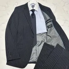 美品　コムサイズム　COMME CA ISM ブラックスーツ　ストライプ　L