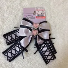 【即購入可】しまむら リボン ヘアクリップ 眞白ありす コラボ ピンク 黒のサムネイル