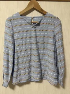 grove 水色 ストライプ 長袖シャツ