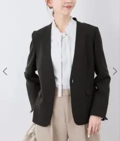 ROPÉ PICNIC ノーカラージャケット 38 ブラック