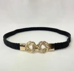 新品　ビジュー付レザー調ゴムベルト