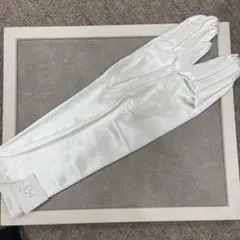 オフホワイト サテン ロングウェディンググローブ