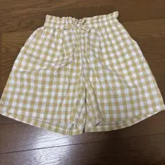チェック柄　ショートパンツ　ハーフパンツ　イエロー　リボン　ブリーズ　コットン