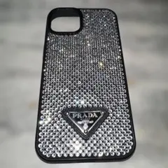 PRADA ストーン装飾 iPhone12miniケース キラキラプラダ iphone16 16proケース ハンドメイド シリコンiphone15