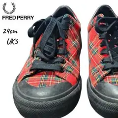 FRED PERRY レッド チェック スニーカー 24cmのサムネイル